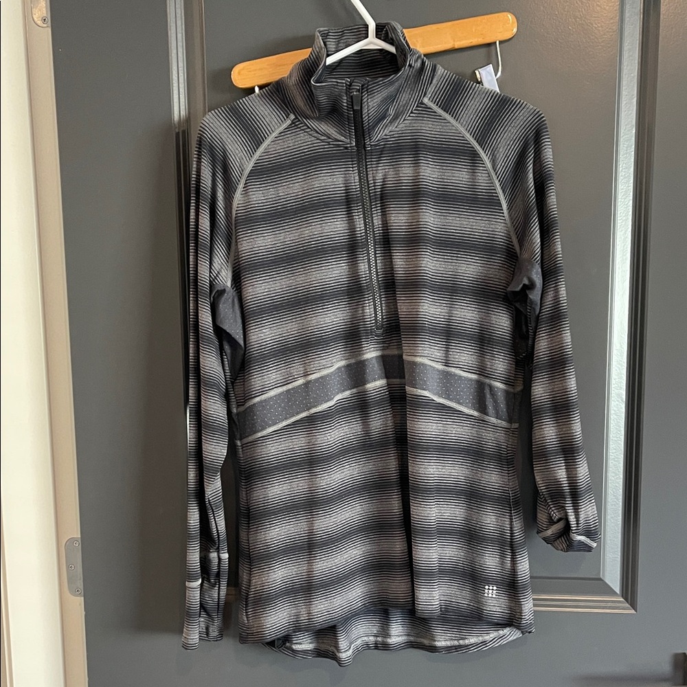 Title Nine Gray Striped Sweatshirt